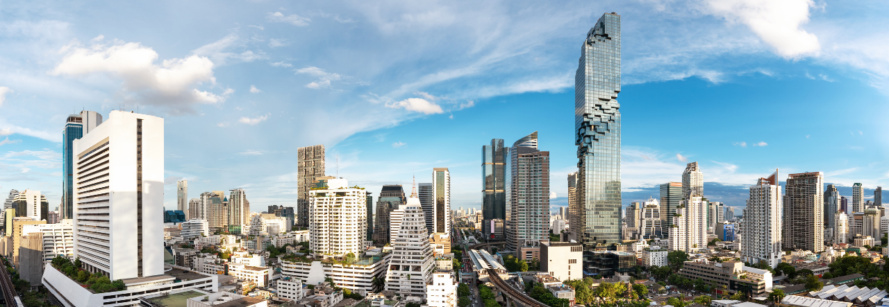 The skyline of Bangkok with Mahanakhon Building